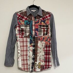 Sundance Harriet Patchwork Long Sleeve Button Down Shirts Multicolor Size Small